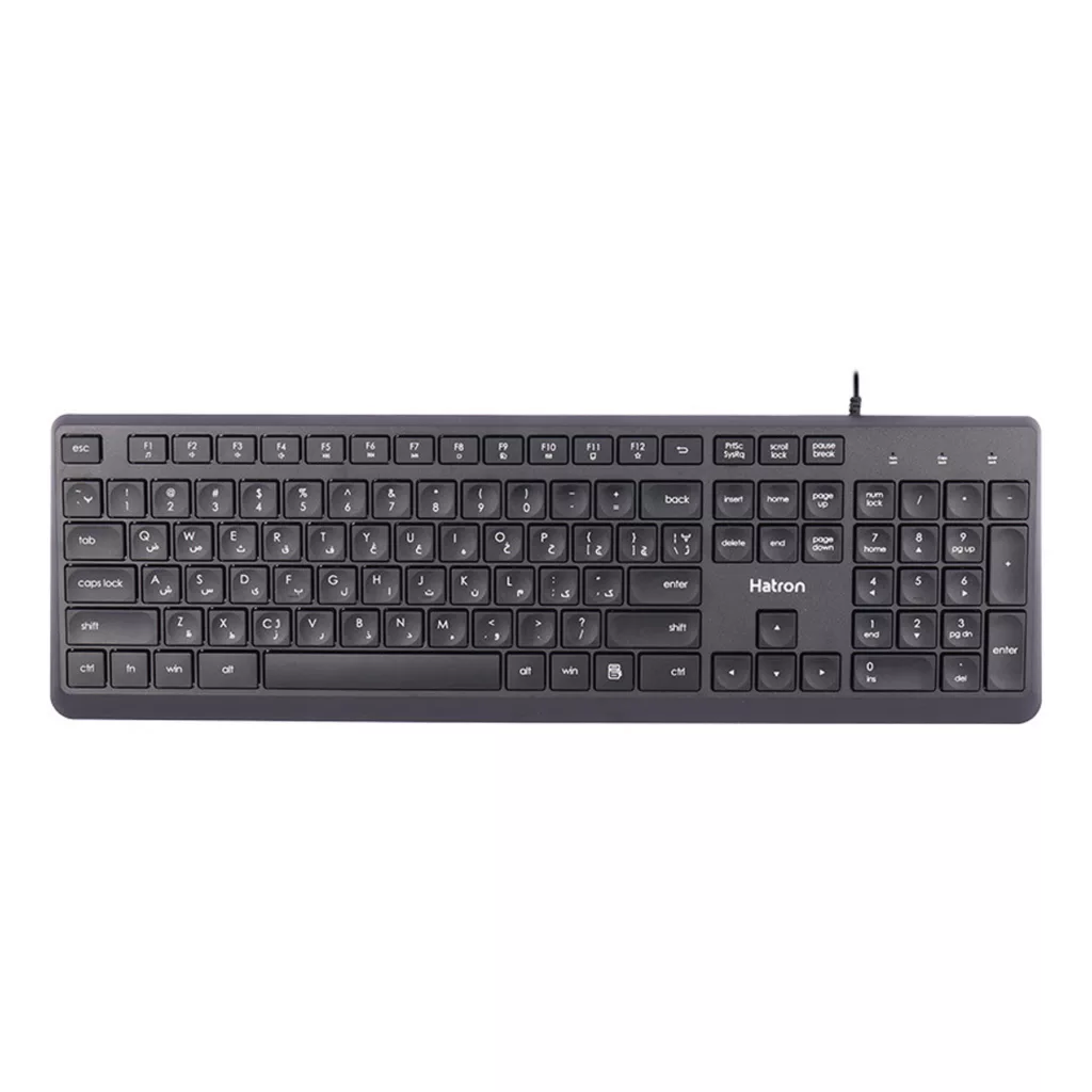 کیبورد و ماوس هترون مدل HKC215، سوییچ ممبران، Full-size