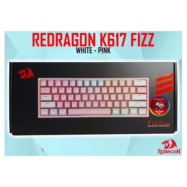 کیبورد مخصوص بازی ردراگون مدل FIZZ K617-PINK/WHITE
