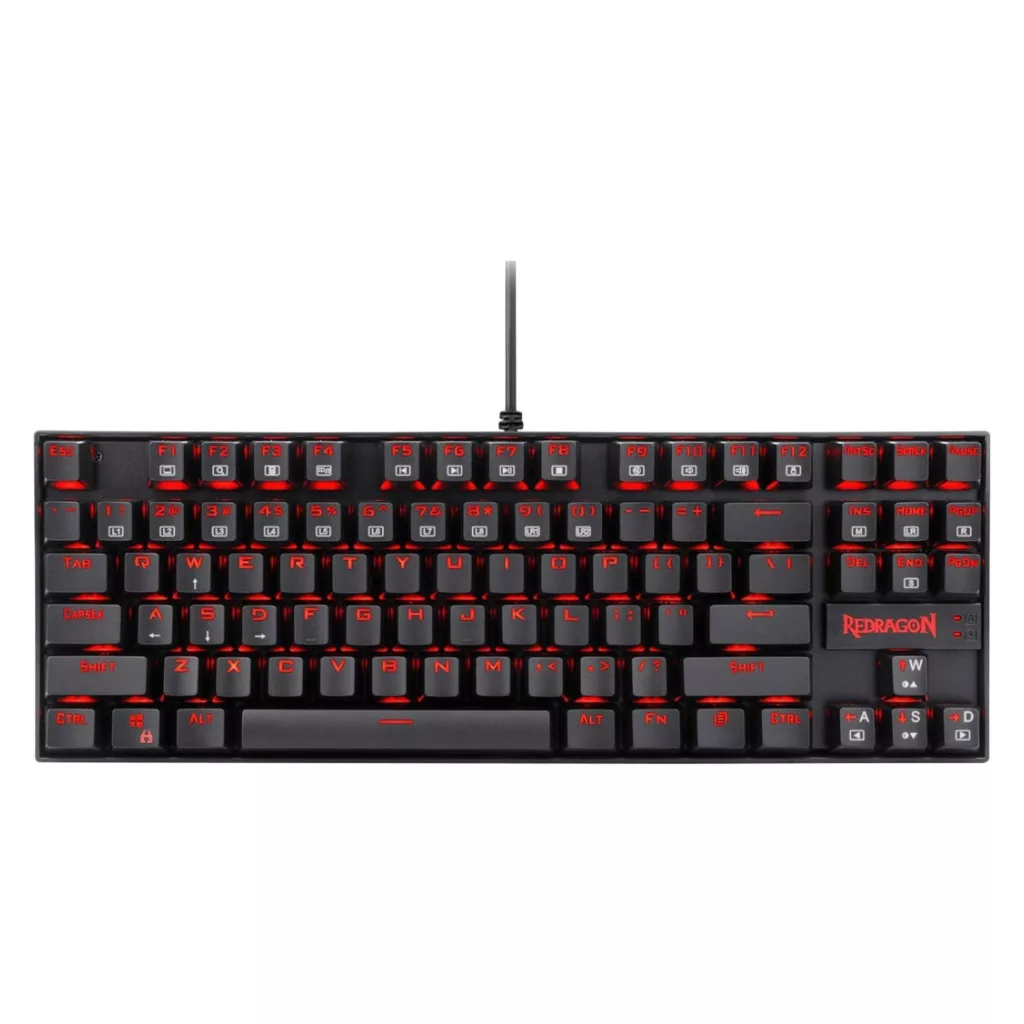 کیبورد گیمینگ ردراگون مدل K552 Kumara، سوییچ مکانیکال قرمز، Tenkeyless، نورپردازی RGB، قابلیت Anti-Ghosting
