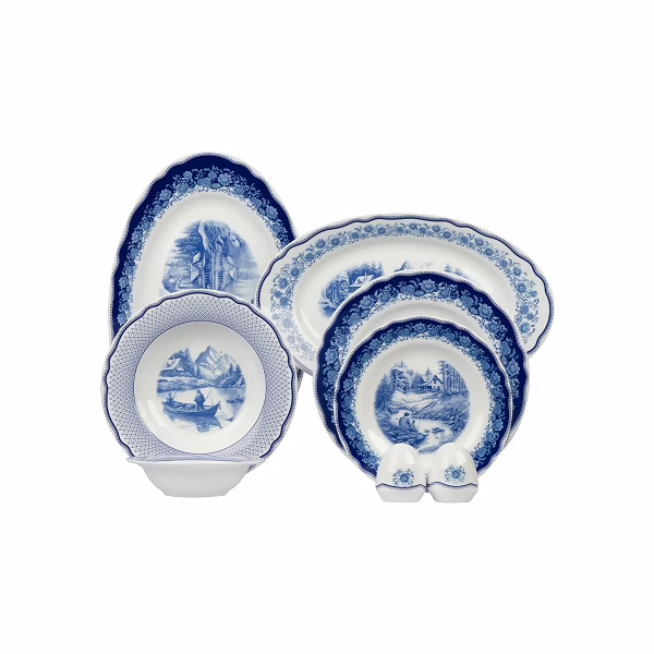 سرویس غذاخوری 28 پارچه 6 نفر چینی زرین ایران مدل ایتالیا اف سن پترزبورگ درجه 3