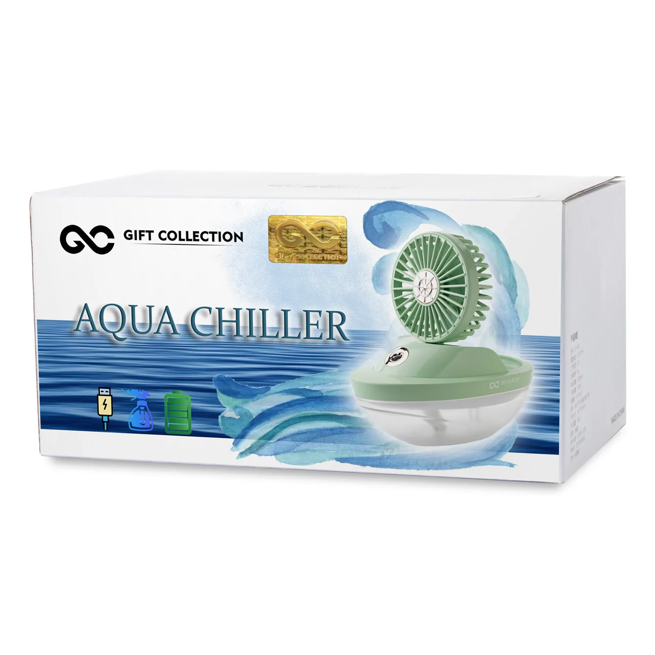 پنکه شارژی گیفت کالکشن مدل aqua ظرفیت 2000 میلی آمپر ساعت