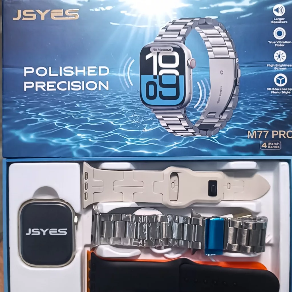 ساعت هوشمند 46 میلی متر جسیس مدل M77 PRO با بند سیلیکونی به همراه 3 بند اضافه