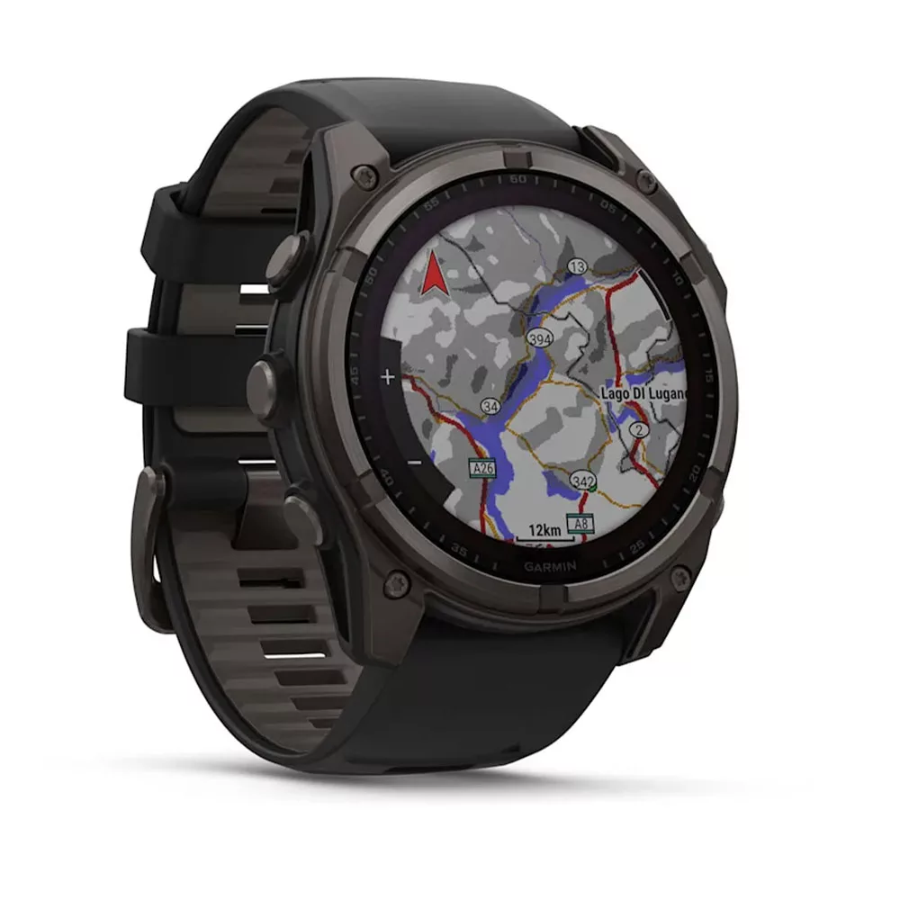 ساعت هوشمند گارمین مدل Fenix 8 - 51mm، مناسب برای ورزش، روزمره، دارای قابلیت‌های صفحه نمایش رنگی و لمسی، کنترل موسیقی، کنترل سطح اکسیژن خون، بند سیلیکونی، فناوری GPS، با حافظه داخلی 32 گیگابایت