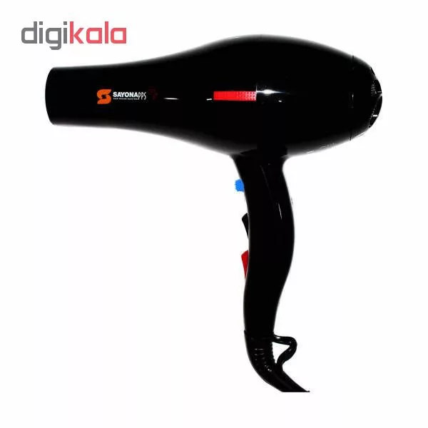 سشوار حرفهای سایونا مدل SY-1200، موتور AC با توان مصرفی 2000 وات، دارای قابلیت تعویض سری و باد سرد، دارای حلقه آویختن، با حالت صافکننده و حجمدهنده، وزن 1100 گرم، تنظیم حرارت 3 حالته و کنترل سرعت 2 حالته، به همراه 2 عدد سری متمرکزکننده پهن و باریک