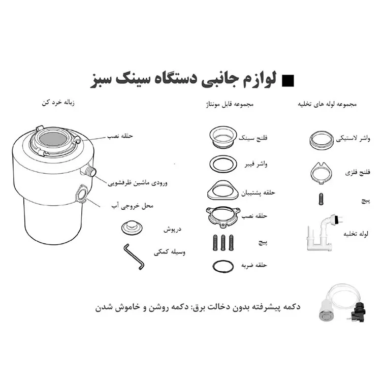 زباله محوکن سینک سبز مدل +200