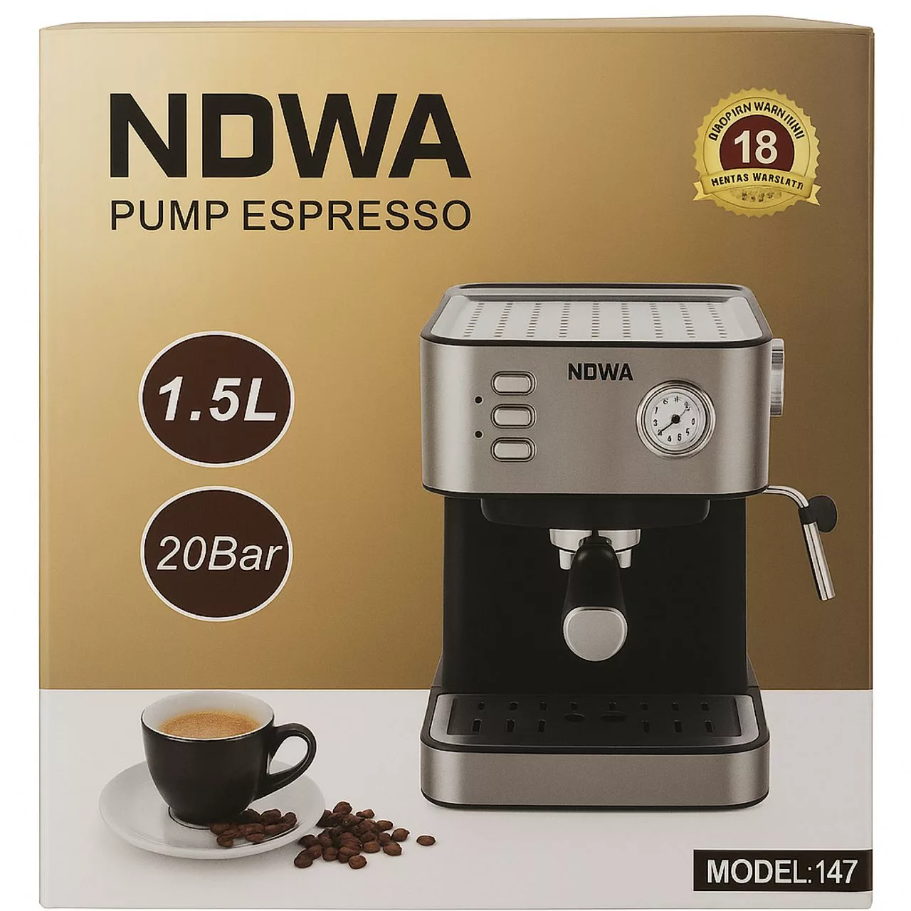 اسپرسو ساز 1500 میلیلیتر نوا مدل 143bar20ندوا