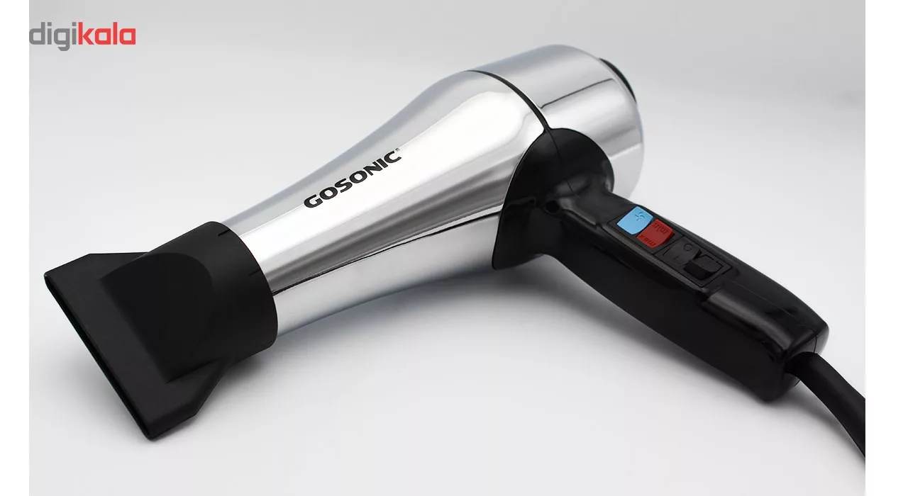 سشوار حرفه ای گوسونیک مدل GHD-229، موتور AC با توان مصرفی 1800 وات، دارای قابلیت باد سرد، فناوری تولید یون، وزن 892 گرم، تنظیم حرارت 3 حالته و کنترل سرعت 2 حالته، به همراه 1 عدد سری متمرکزکننده
