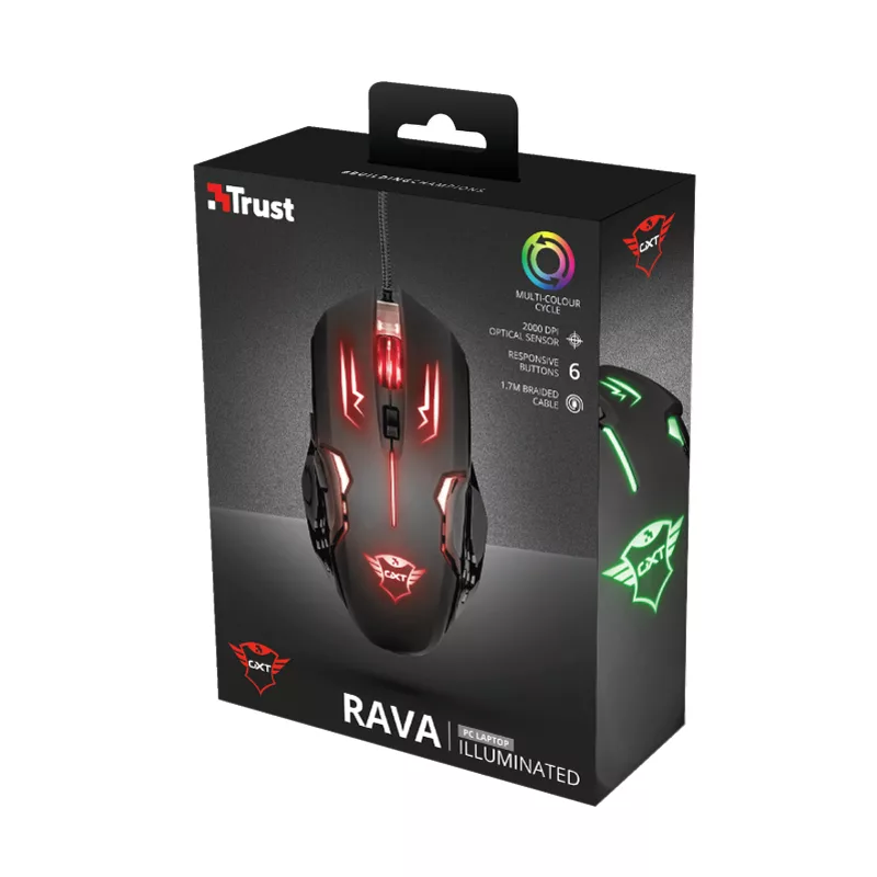 ماوس مخصوص بازی تراست مدل GXT 108 Rava illuminated