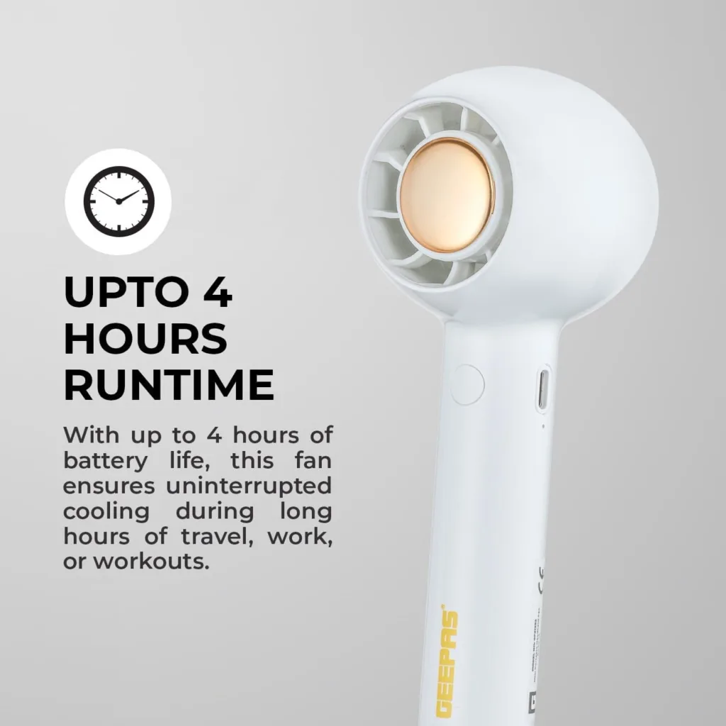 پنکه شارژی جی پاس مدل GF21222 ظرفیت 2400 میلی‌آمپر ساعت