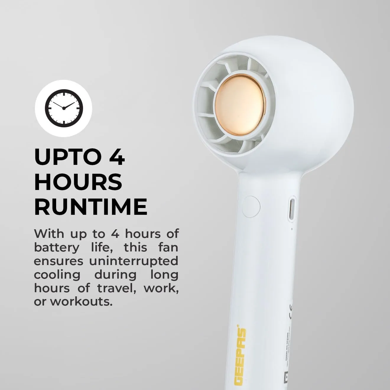 پنکه شارژی جی پاس مدل GF21222 ظرفیت 2400 میلی‌آمپر ساعت