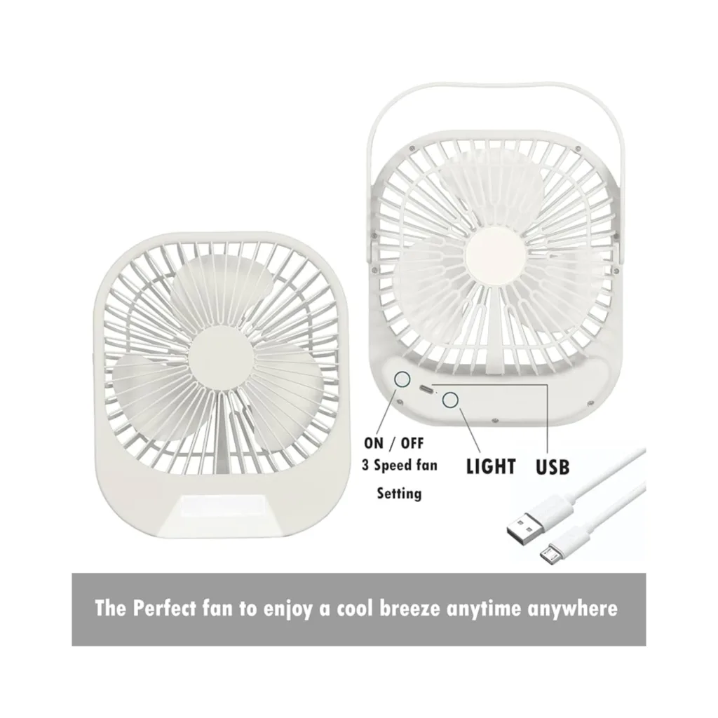 پنكه شارژي و چراغ دار مدل Q01