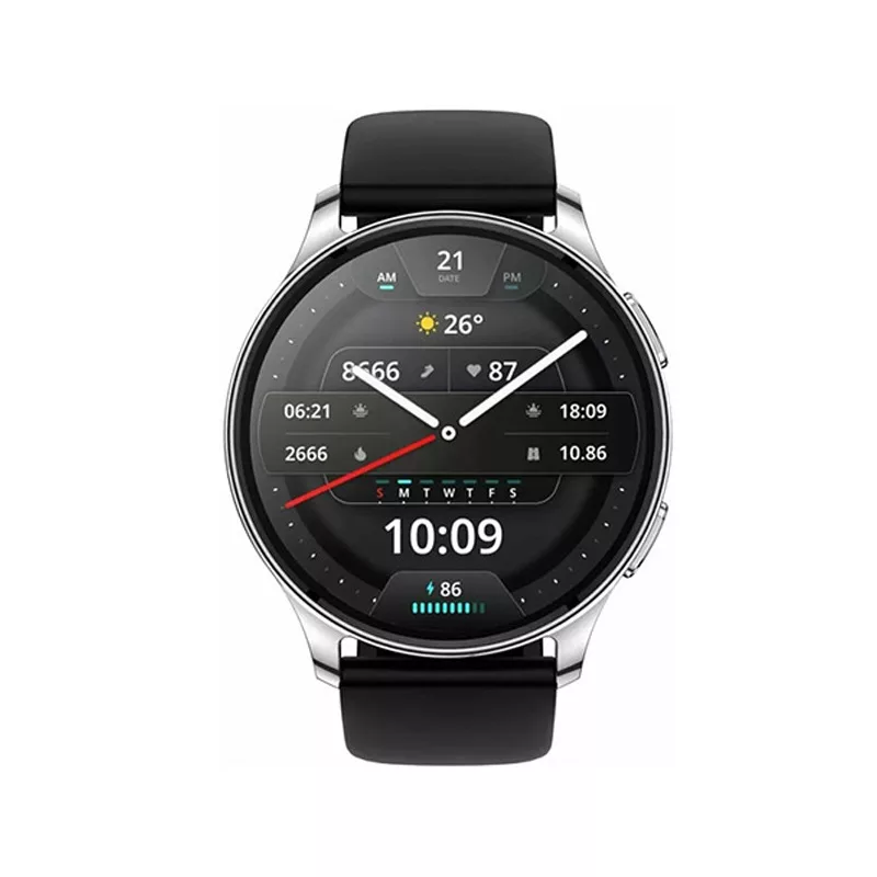 ساعت هوشمند امیزفیت مدل MSU NATRUL  POP 3R دارای قابلیت های صفحه نمایش رنگی، صفحه نمایش لمسی، کنترل موسیقی (Music Player)، قابلیت مکالمه از طریق بلوتوث بند سیلیکون