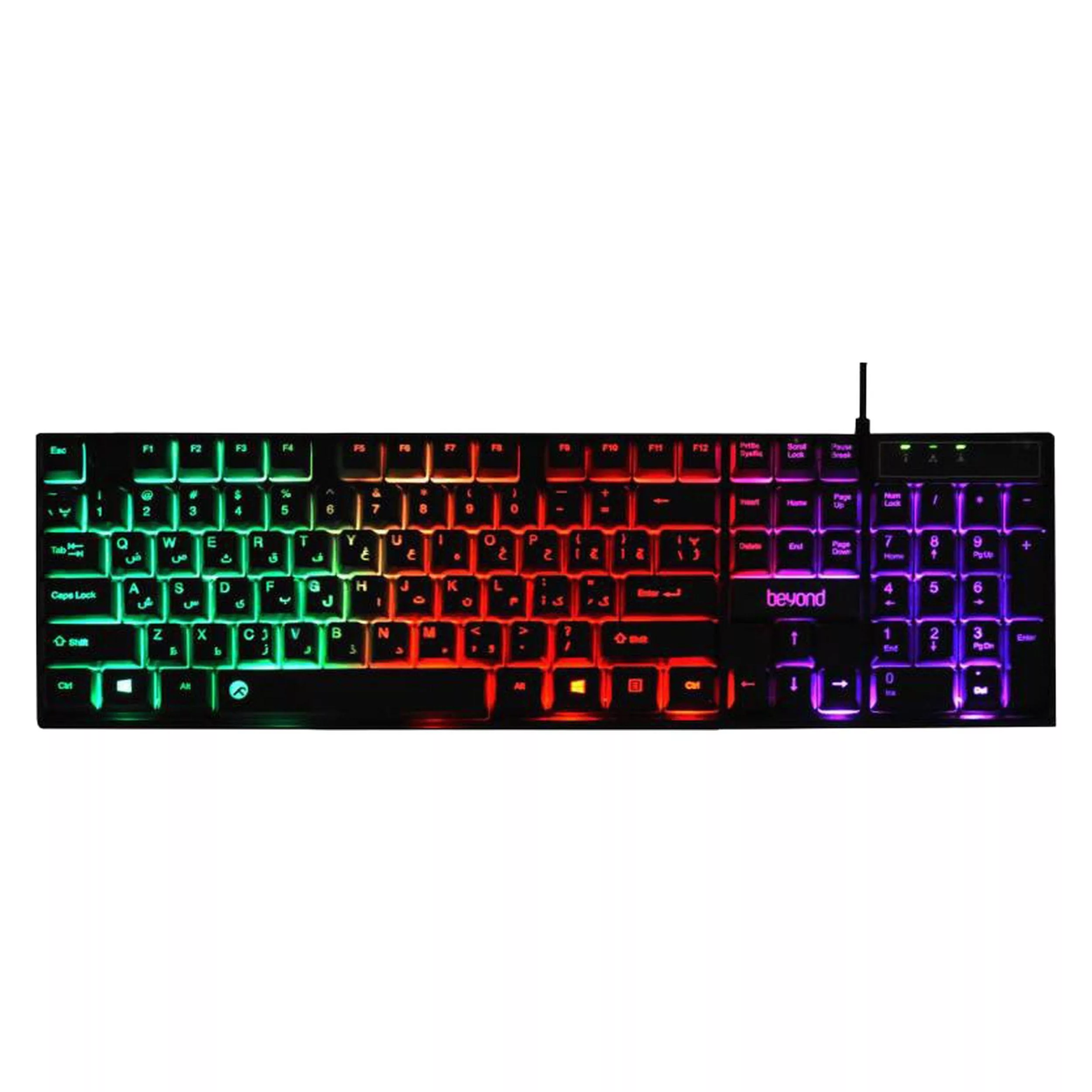 کیبورد بیاند مدل BK-7120 RGB، سوئیچ ممبران، Full-Size، نورپردازی LED RGB