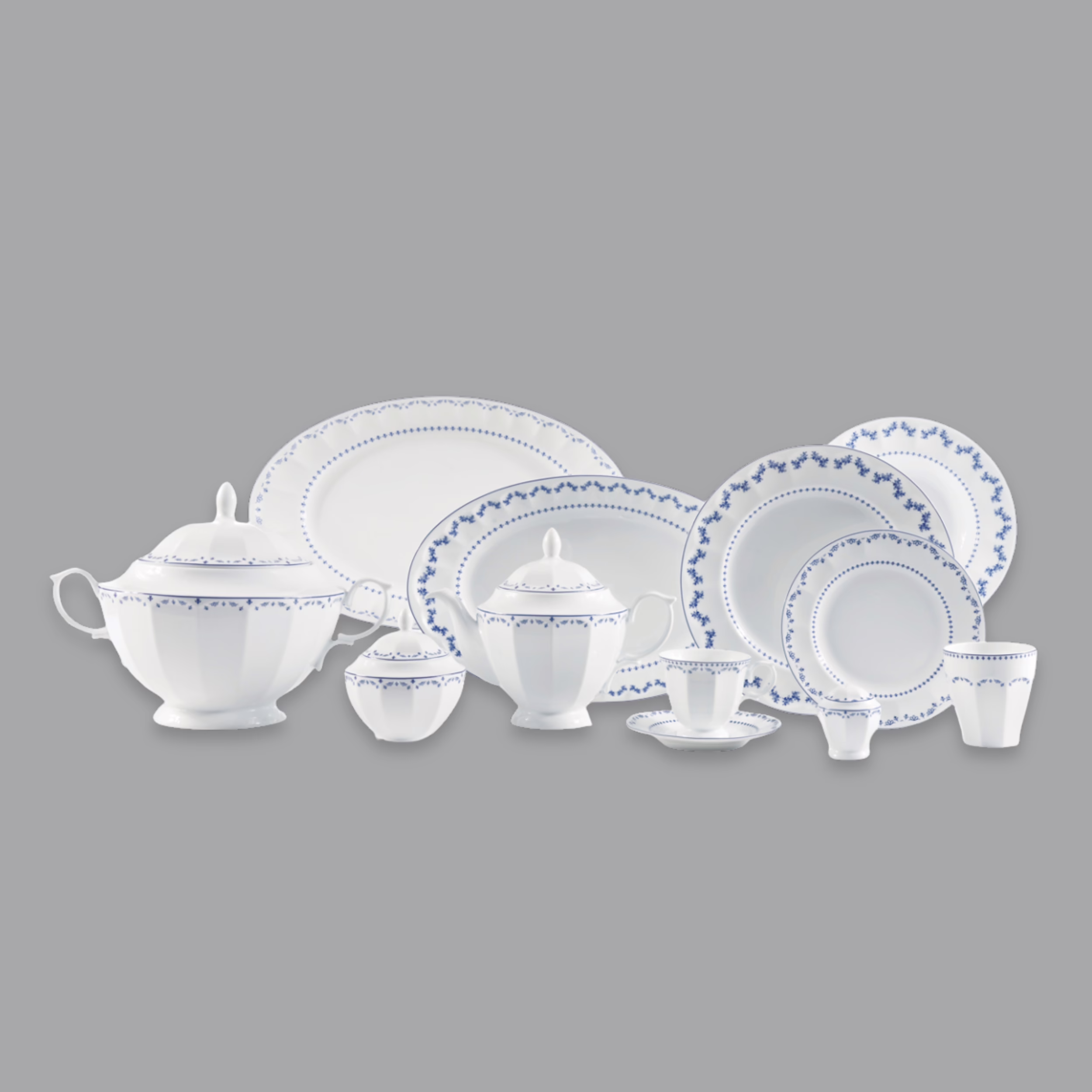 سرویس غذاخوری 103 پارچه 12 نفر چینی زرین ایران مدل فرانسیس سری نئوکلاسیک درجه یک