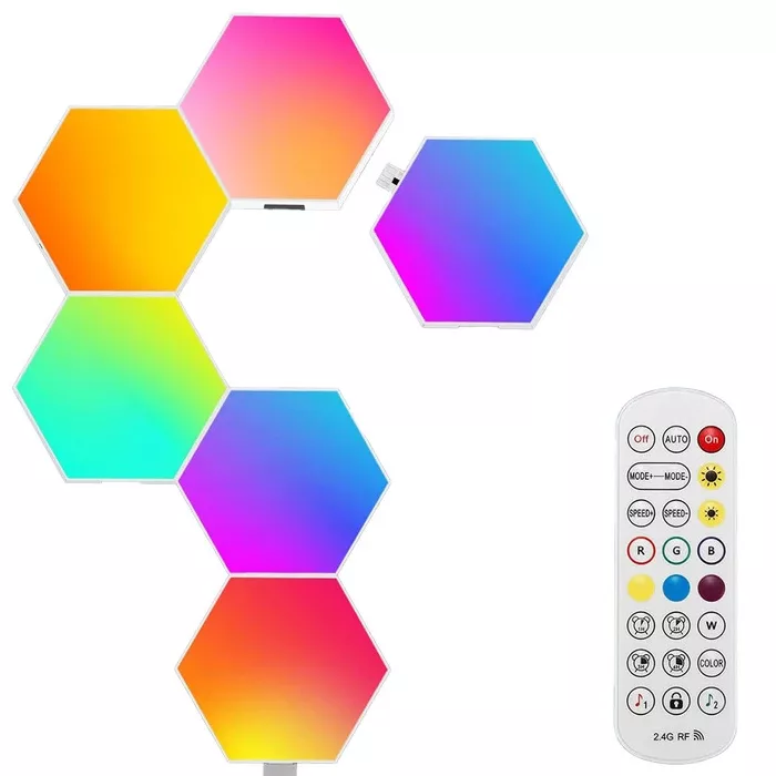پنل‌ دیواری طرح گیمینگ شش ضلعی مدل M114 بسته 10 عددی