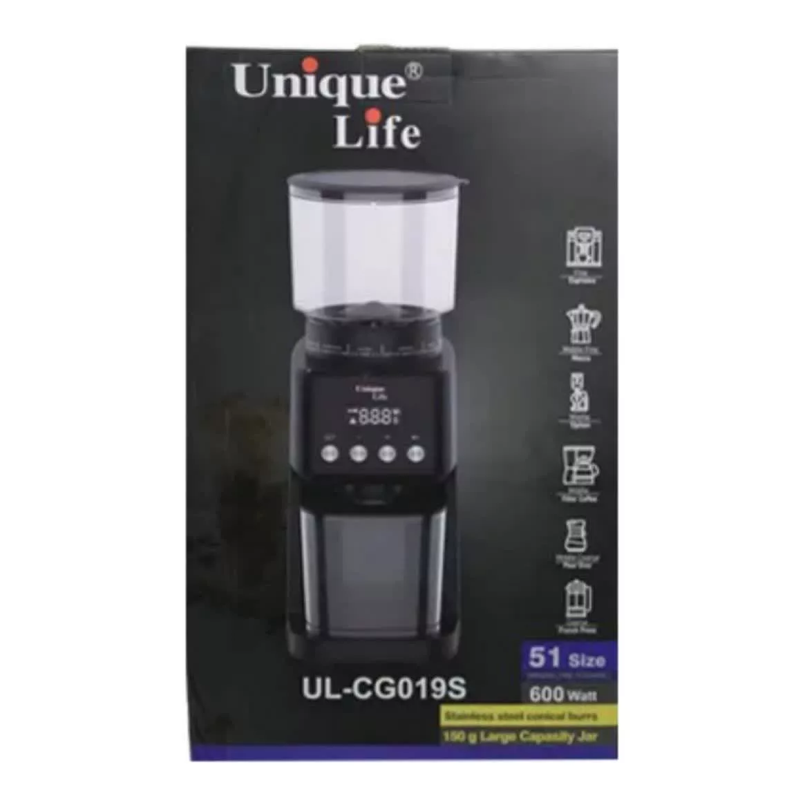 آسیاب قهوه یونیک لایف مدل UL-CG019S