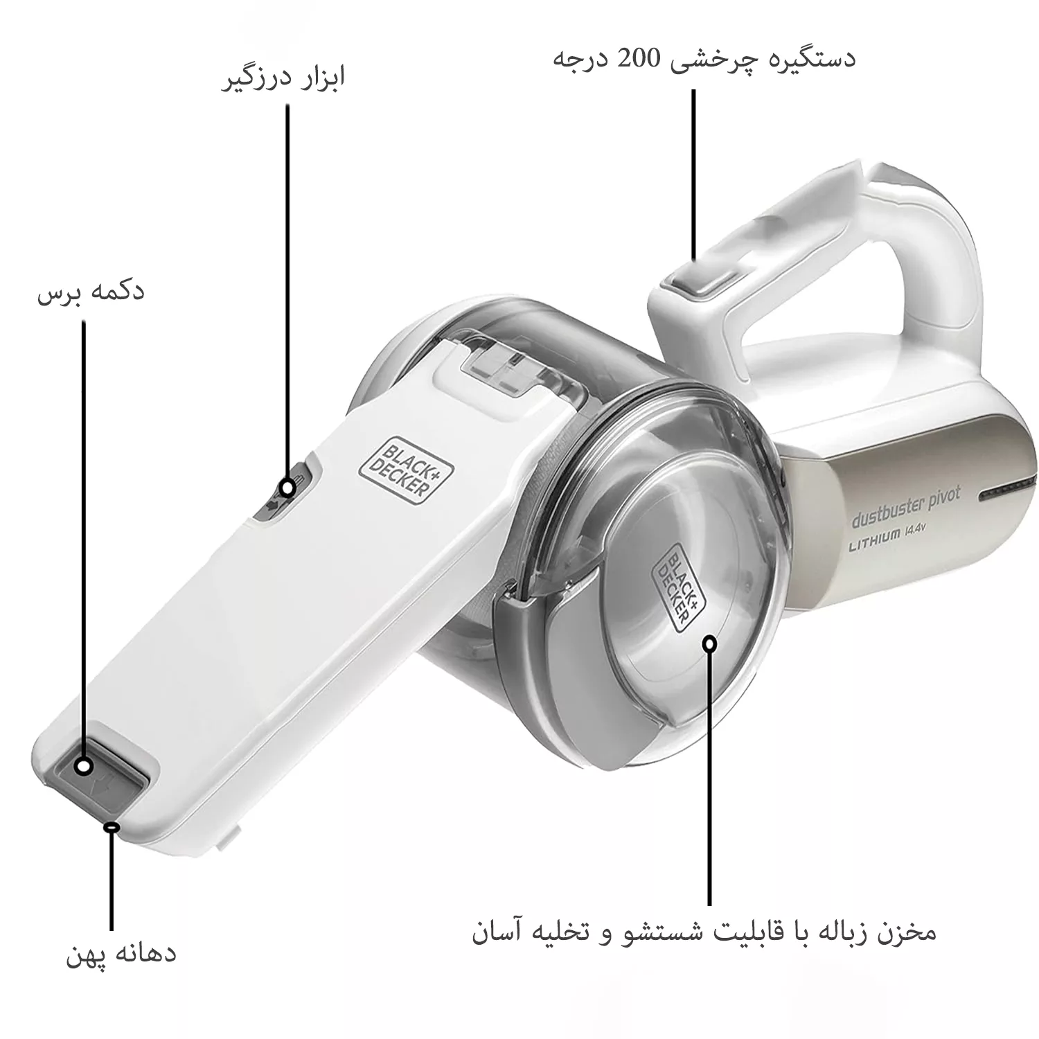 جارو شارژی دستی بلک اند دکر مدل PV1420L