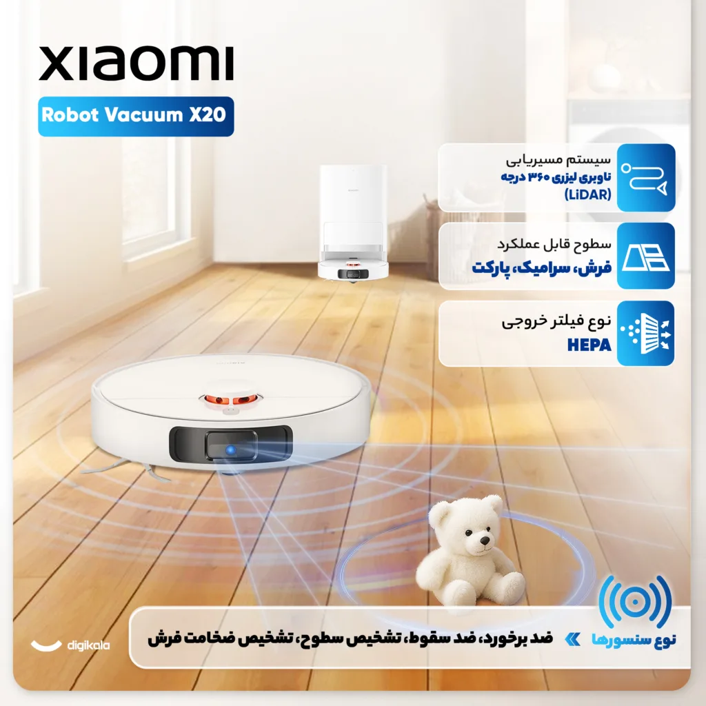 جارو رباتیک شیائومی مدل Robot Vacuum X20 Plus