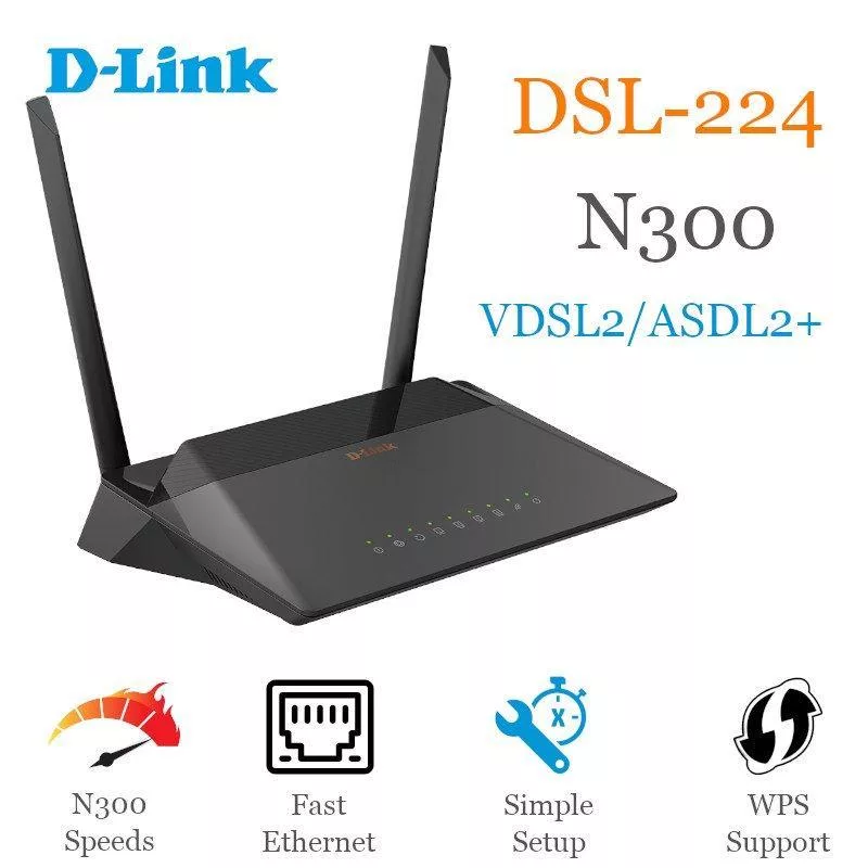 مودم روتر VDSL/ADSL دی-لینک مدل DSL224 - VDSL2/ADSL2+ Wireless N300 4-port router