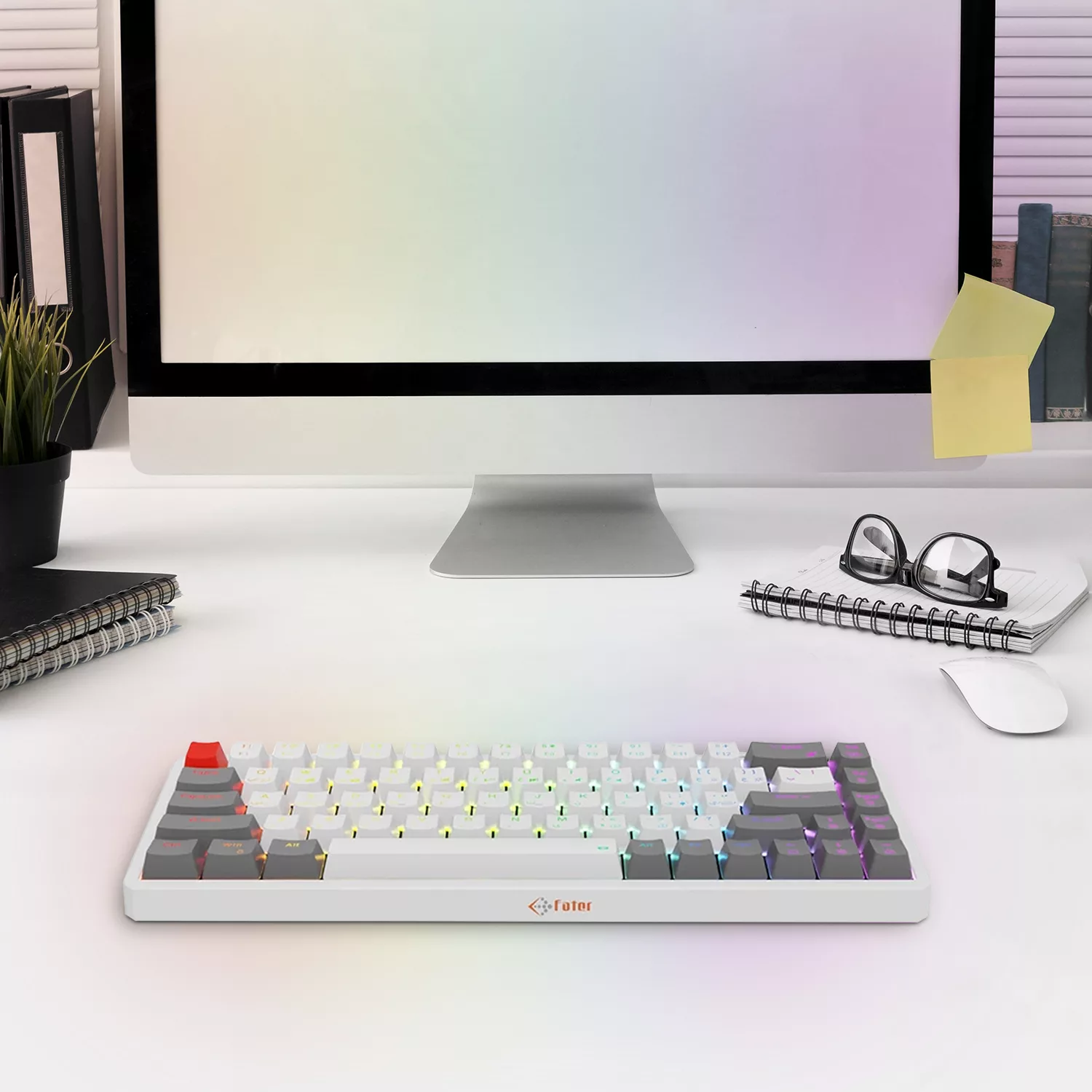 کیبورد گیمینگ فاطر مدل KCR-8000B، مکانیکال سوییچ قرمز، Tenkeyless، نورپردازی RGB