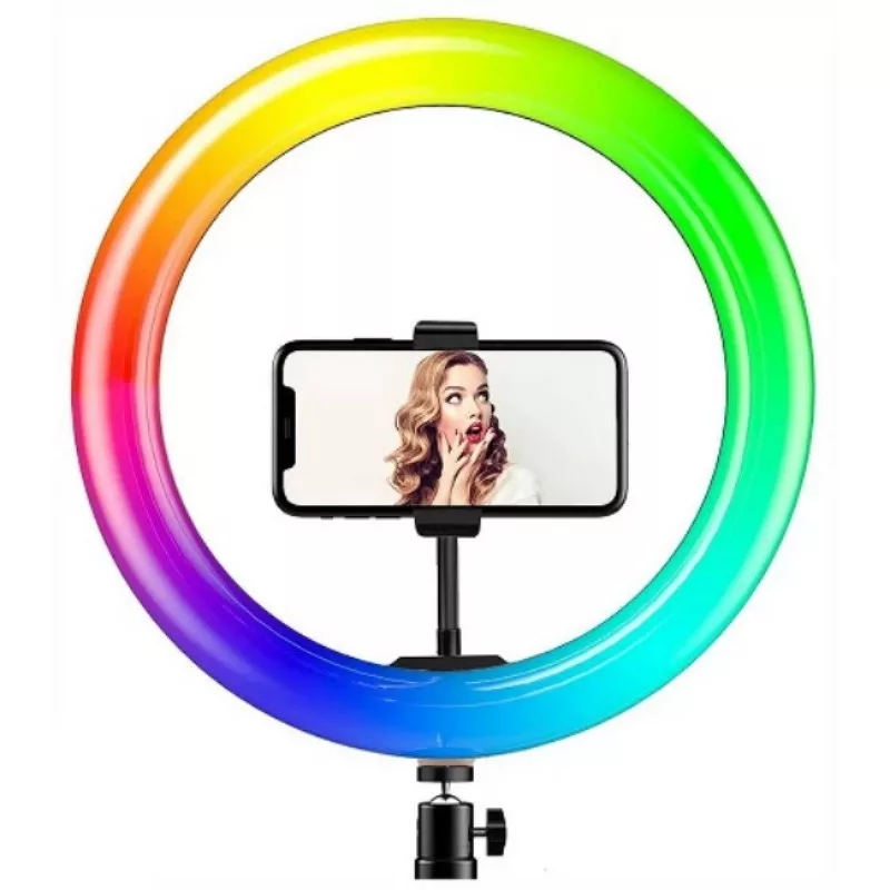 رینگ لایت مدل RGB_LED 26 به همراه سه پایه