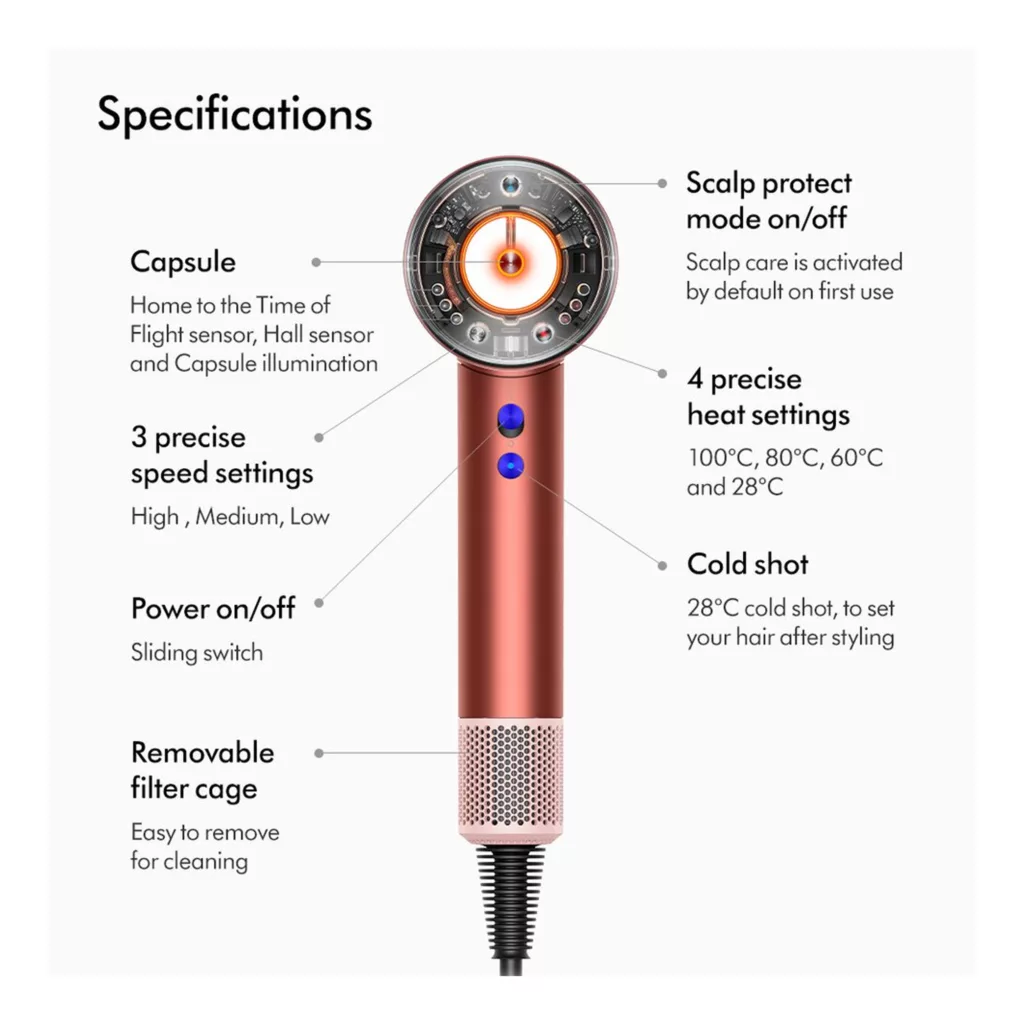 سشوار نیمه حرفه ای 1600 وات دایسون مدل Supersonic nural