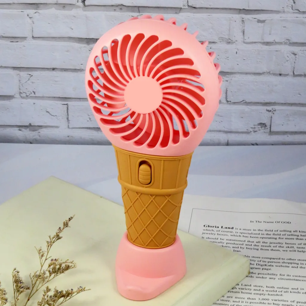 پنکه همراه مدل دستی و رومیزی طرح بستنی ظرفیت 500 میلی آمپر ساعت