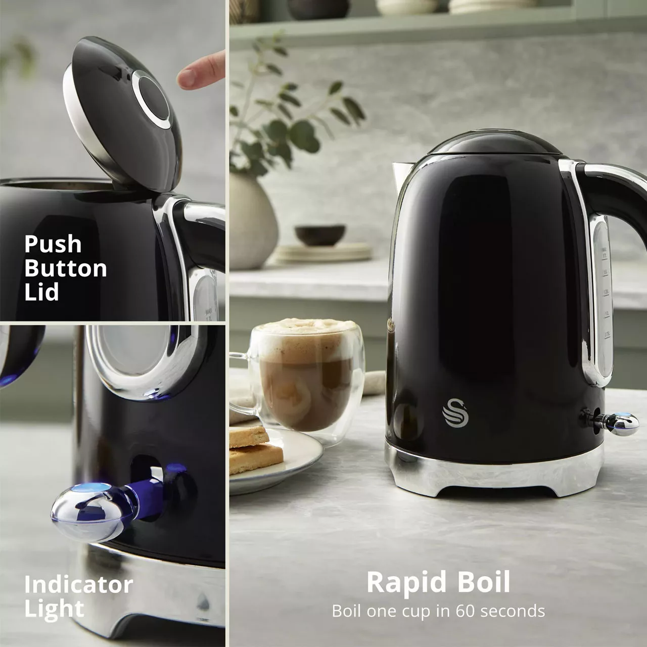 کتری برقی سوان مدل SK19026BLK گنجایش 1.7 لیتر