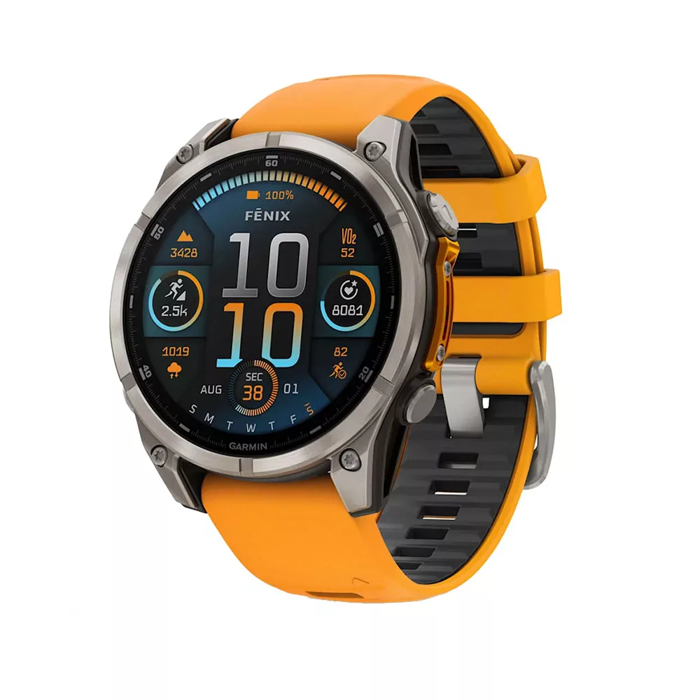 ساعت هوشمند گارمین مدل Fenix 8 – 47mm دارای قابلیت های صفحه نمایش لمسی، کنترل موسیقی، کنترل سطح اکسیژن خون، ضد آب، بند سیلیکون