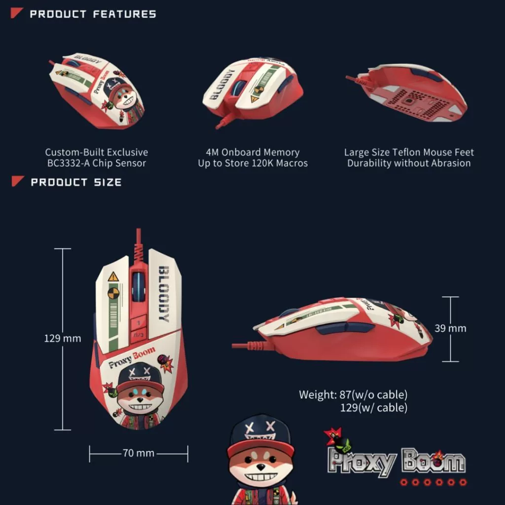 ماوس گیمینگ بلادی مدل W63 Max Proxy Boom Activated