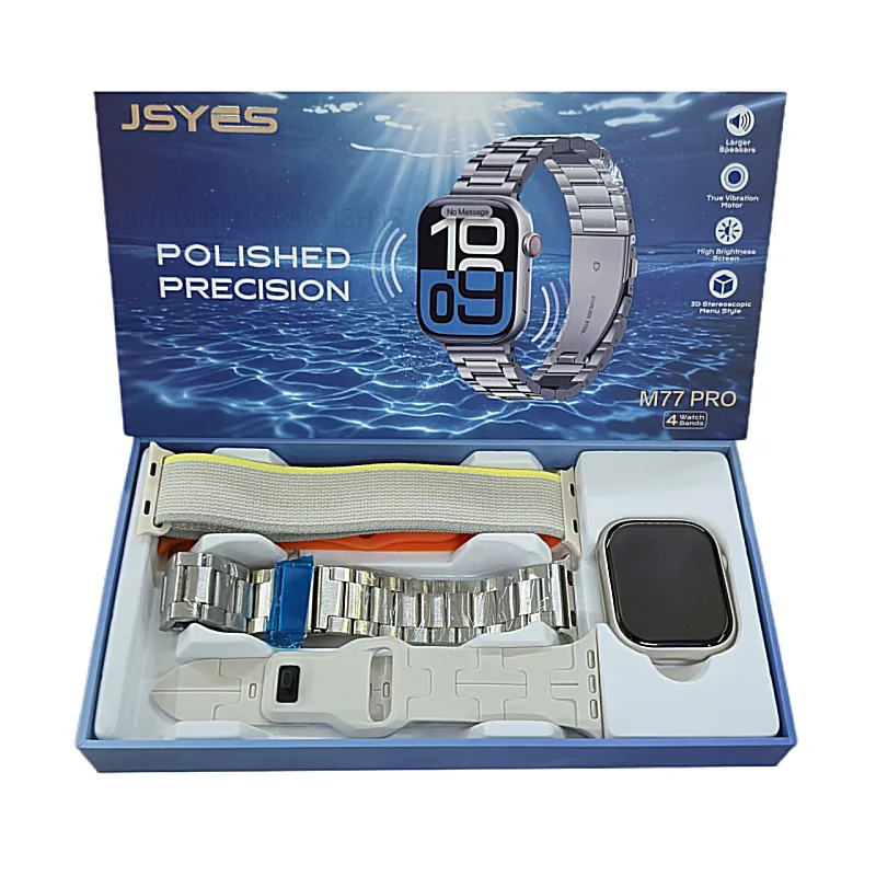 ساعت هوشمند 46 میلی متر جسیس مدل M77 PRO با بند سیلیکونی به همراه 3 بند اضافه