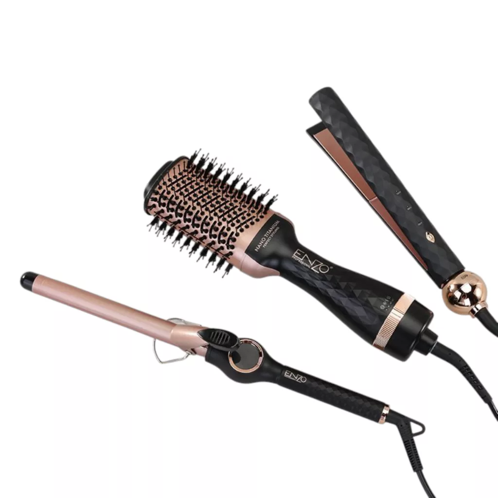 سشوار برس‌دار حالت‌دهنده 1000وات انزو پروفیشینال مدل EN-3311 3in1 به همراه فر مو و اتو مو