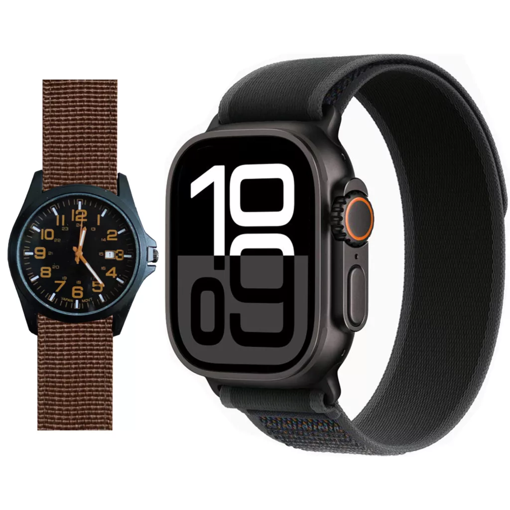 ساعت هوشمند 2.02 اینچی ویکتوری مدل HX9 ULTRA 2 با بند پارچه ای به همراه ساعت مچی