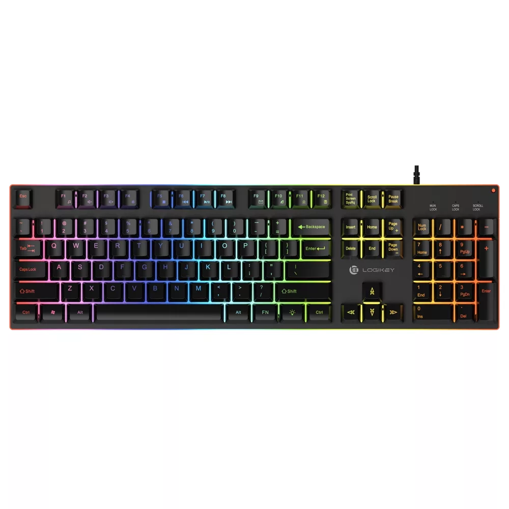 کیبورد گیمینگ لاجی کی مدل K210B، سوییچ ممبران، Full-Size، نورپردازی RGB