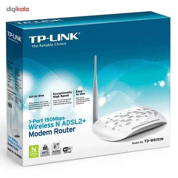 مودم روتر بی‌سیم تی پی-لینک سری +ADSL2 مدل TD-W8151N_V1