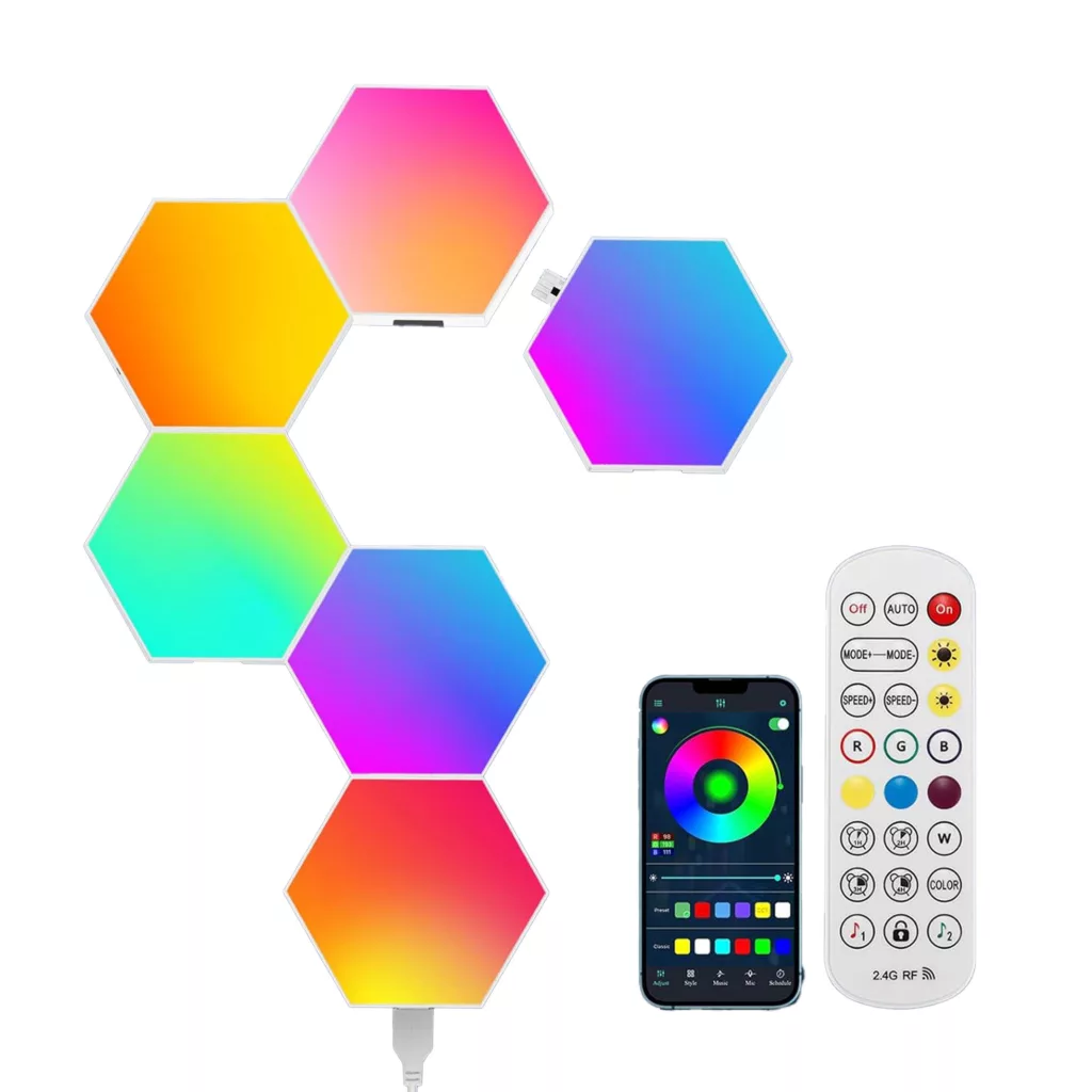 نور ثابت ال ای دی طرح گیمینگ شش ضلعی مدل 6pcs