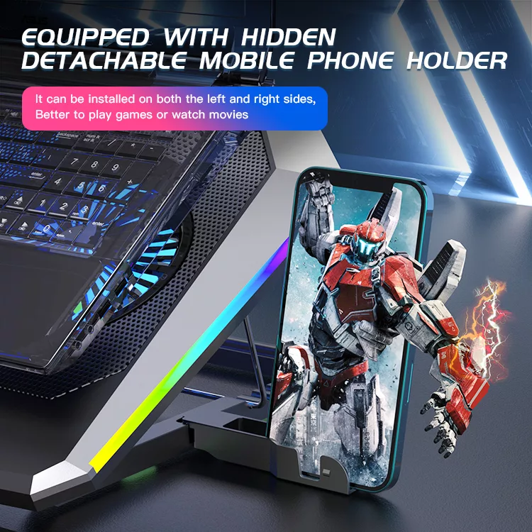 پایه خنک کننده لپ تاپ گیمینگ مدل RGB 5FAN D10 کد MOBILE STAND