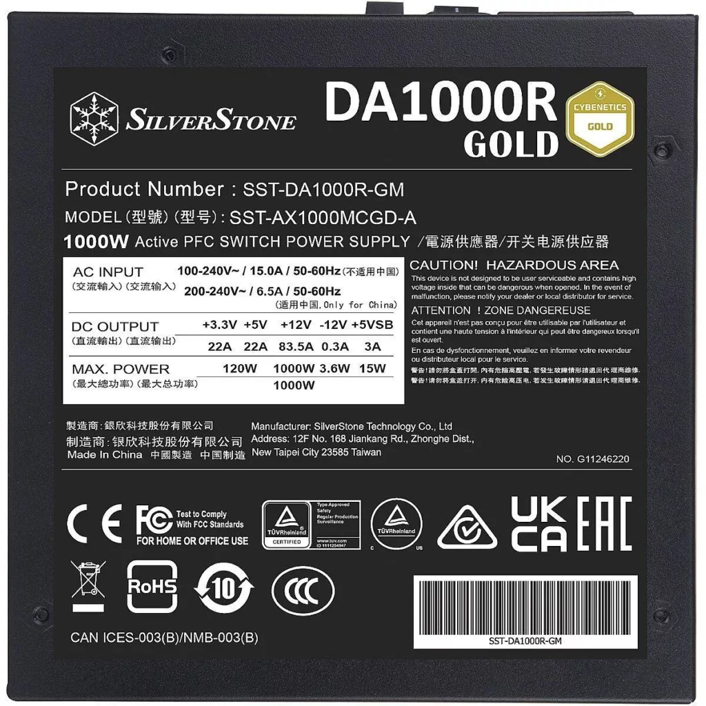 منبع تغذیه کامپیوتر سیلوراستون مدل DA1000R-GM