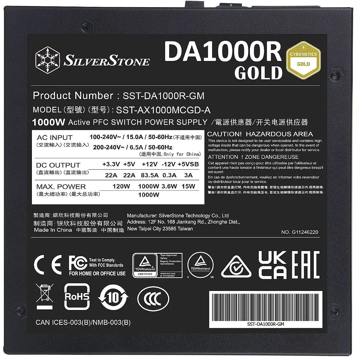 منبع تغذیه کامپیوتر سیلوراستون مدل DA1000R-GM