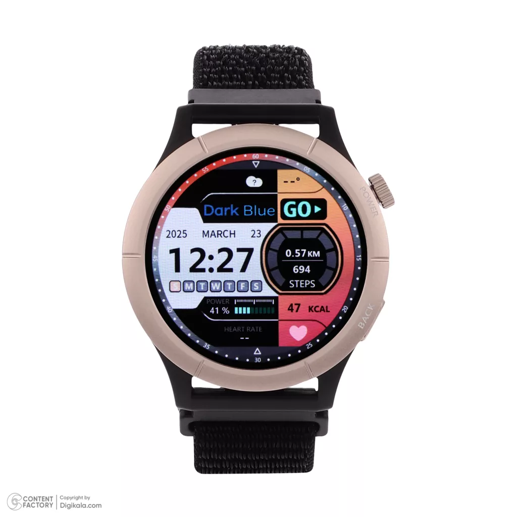 ساعت هوشمند 45 میلی‌متری دارک بلو مدل AmazWatch B با بند پلی استری