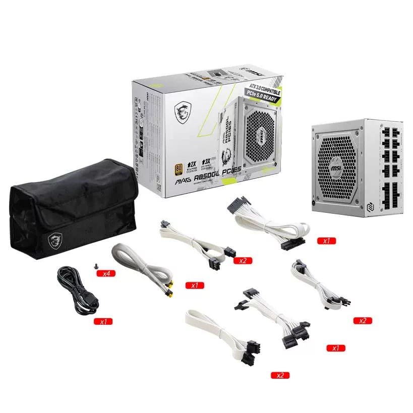 منبع تغذیه کامپیوتر ام اس آی مدل MAG A850GL PCIE5 WHITE