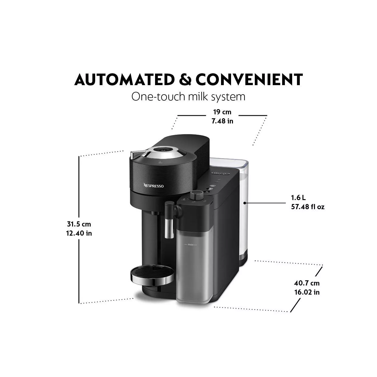 اسپرسو ساز ۱۶۰۰ میلی‌لیتر نسپرسو مدل Vertuo Lattissima ENV300