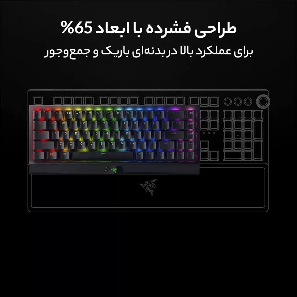 کیبورد مخصوص بازی ریزر مدل BlackWidow V3 Mini HyperSpeed Yellow Switch