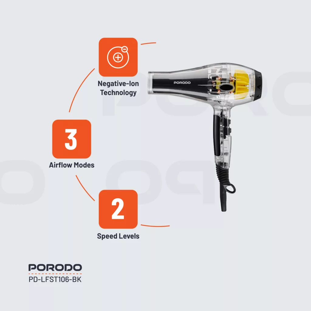سشوار نیمه حرف ای 2000 وات پرودو مدل LFST106