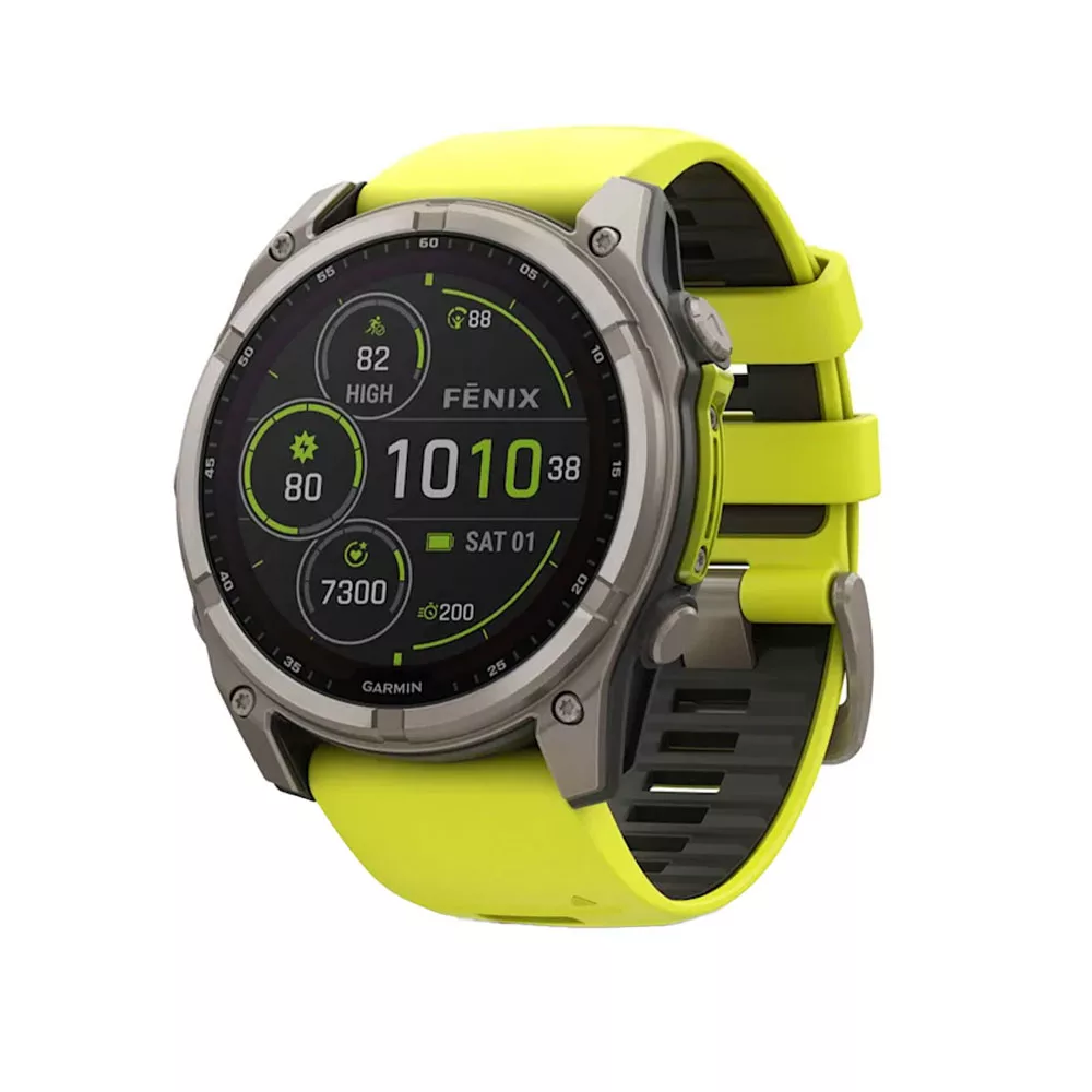 ساعت هوشمند گارمین مدل Fenix 8 – 51mm Titanium، مناسب برای ورزش، ضد آب، کنترل موسیقی، کنترل سطح اکسیژن خون، بند سیلیکونی، با حافظه داخلی 32 گیگابایت