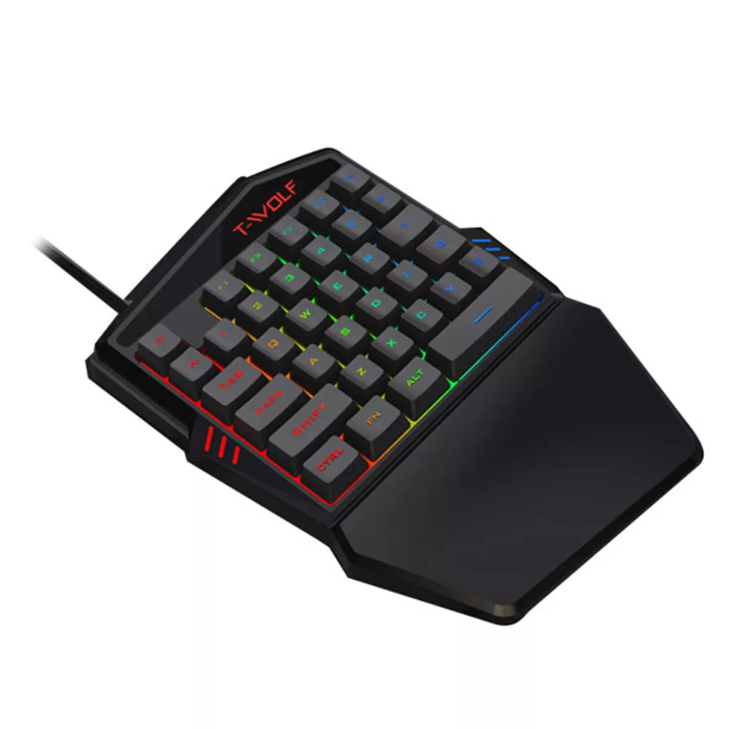 کیبورد و ماوس گیمینگ تی ولف مدل TF900، سوییچ ممبران، Tenkeyless، نورپردازی LED RGB