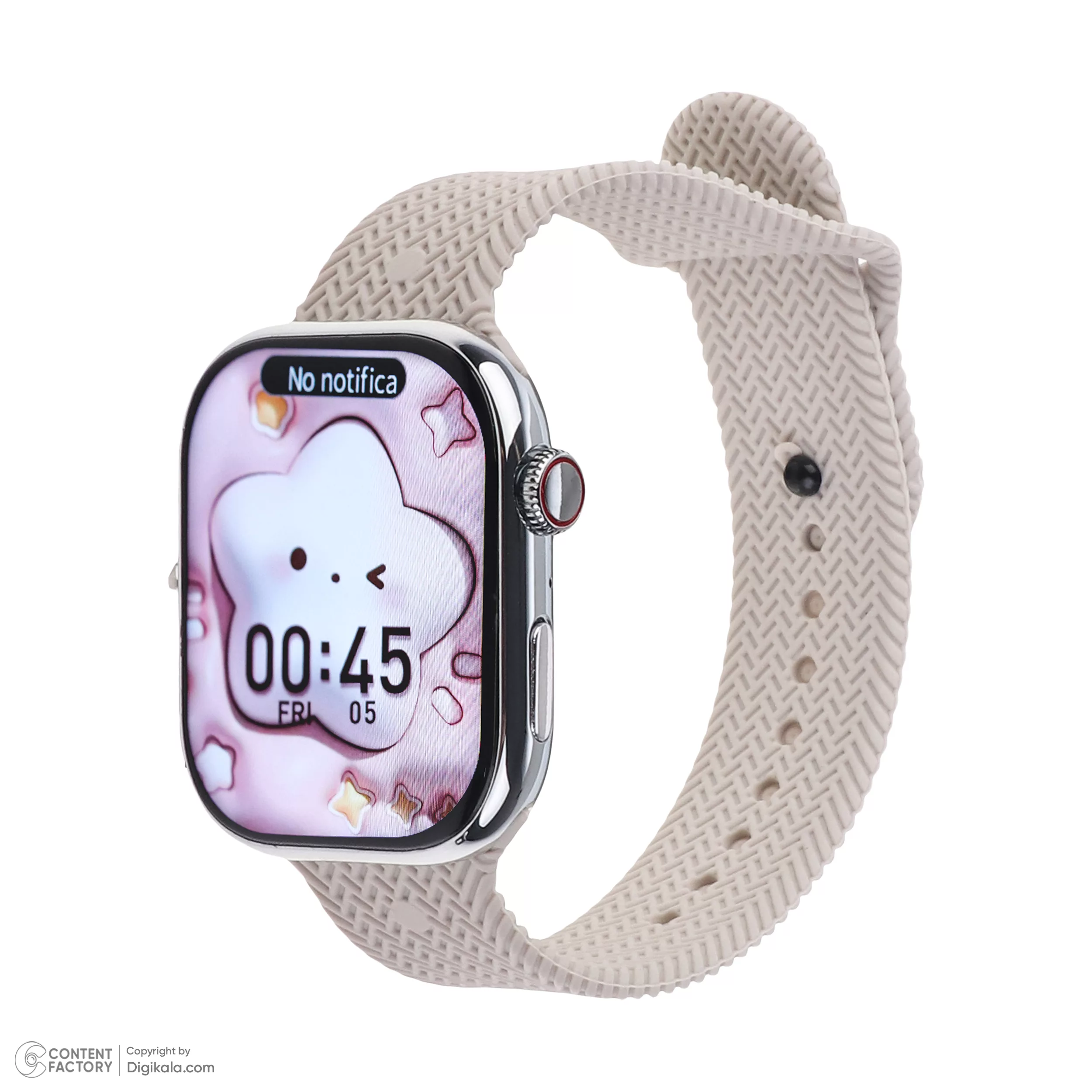 ساعت هوشمند ویزمی مدل WS10-6 MAX دارای قابلیت های صفحه نمایش رنگی، صفحه نمایش لمسی و شمارنده ضربان قلب بند سیلیکونی