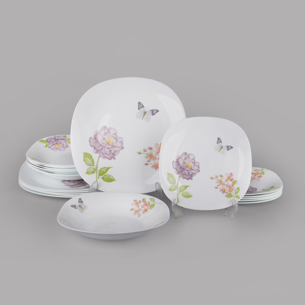 سرویس غذاخوری 18 پارچه 6 نفره مدل مربع کلاسیک 313