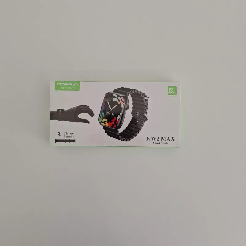 ساعت هوشمند کیکویر مدل کی دبلیو۲ max دارای قابلیت های کنترل موسیقی، شمارنده ضربان قلب، گام شمار، قابلیت مکالمه مستقیم، مکالمه از طریق بلوتوث، پشتیبانی از زبان فارسی، بند سیلیکون