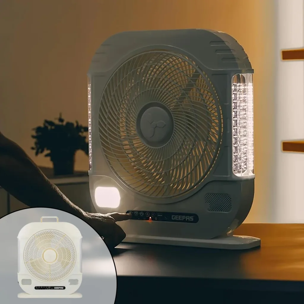 پنکه شارژی جی پاس مدل GF21190 ظرفیت 7000 میلی آمپر ساعت